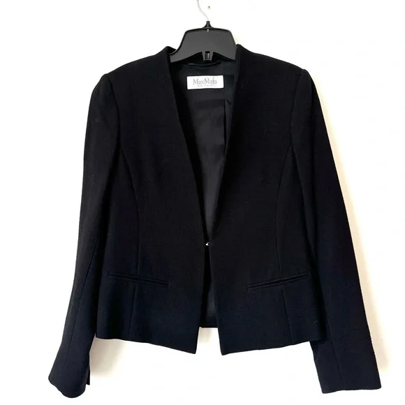 Max Mara black wool crepe jacket with removable collar - Picture 5 of 10
